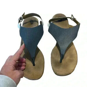 Womens Gray T-Strap Sandals - Casual Ankle Strap